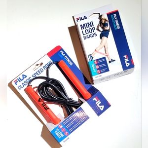 Fila 2 Piece Fitness Bundle - (1) Jump Rope and (1) Set of Mini Loop Bands